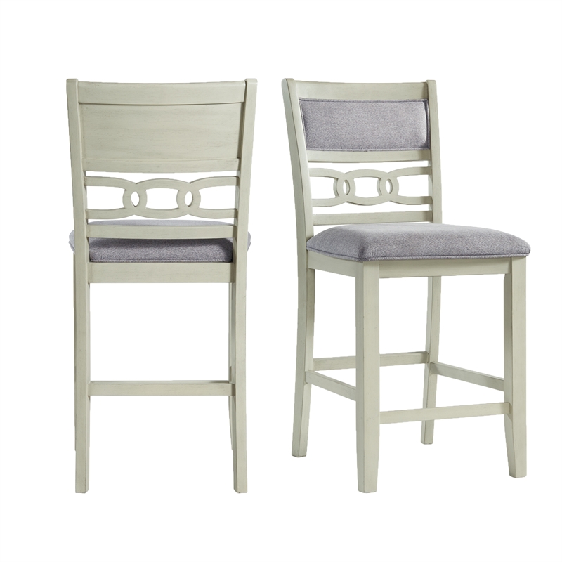 Bowery Hill Mid-Century Counter Height Side Chair in Bisque (Set of 2)