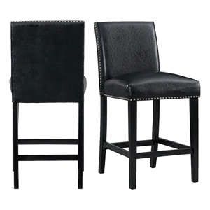Bowery Hill Faux Leather Black Counter Chair Rectangular Upholstered 39&quot Unassembled