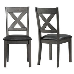 Bowery Hill Standard Height Side Faux Leather Chair in Gray (Set of 2)