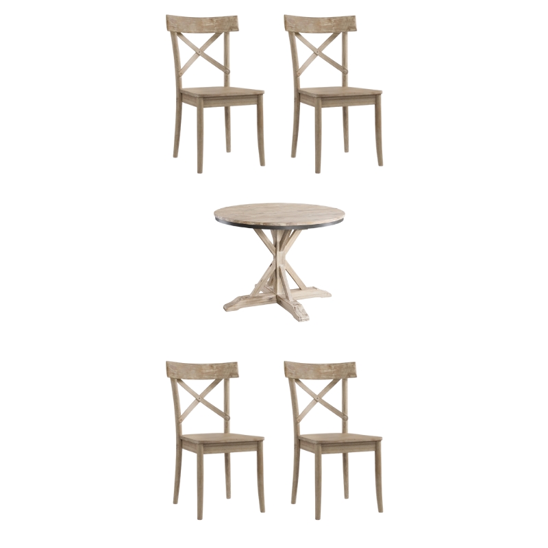 Bowery Hill 5 Piece Round Standard Height Dining Set in Raw Natural