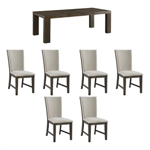 Bowery Hill Contemporary 7PC Dining Set with Table & Six Slat Back Chairs