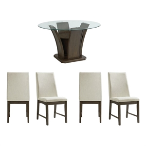 Bowery Hill 5PC Round Standard Height Dining Set-Table & Four Chairs in Walnut