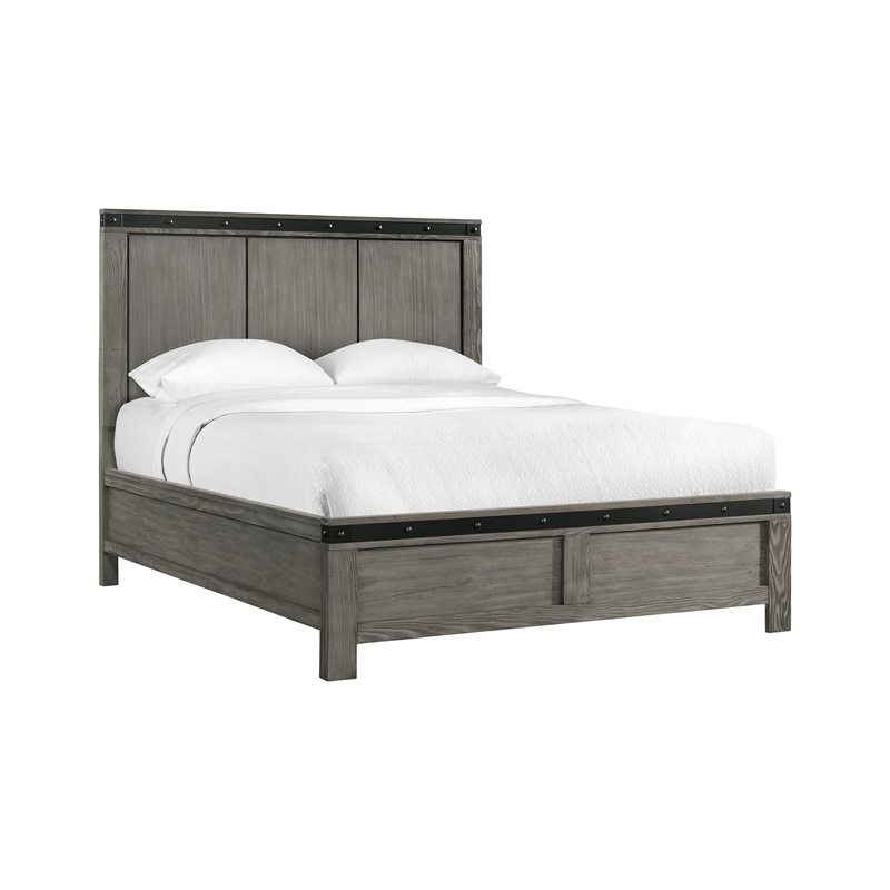Bowery Hill Solid Wood 3 Piece Queen Panel Bedroom Set in Gray
