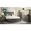 Bowery Hill Solid Wood 3 Piece Queen Panel Bedroom Set in Gray