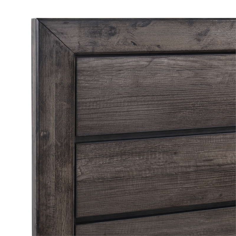 Bowery Hill Solid Wood 3 Piece Youth Full Panel Bedroom Set in Wire Brush Gray