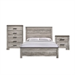 Bowery Hill Rubber Wood 3 Piece Queen Panel Bedroom Set in Gray