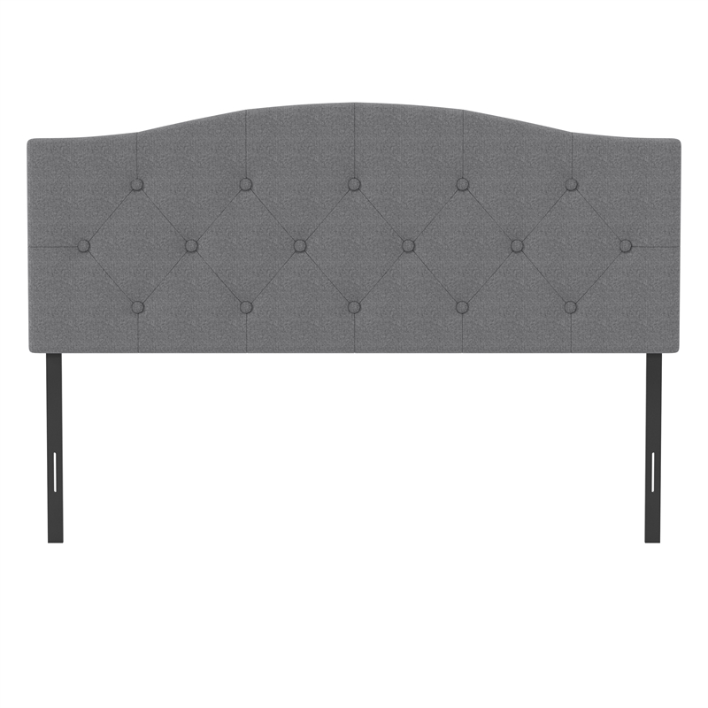 Bowery Hill Contemporary Upholstered Full/Queen Headboard in Gray Fabric