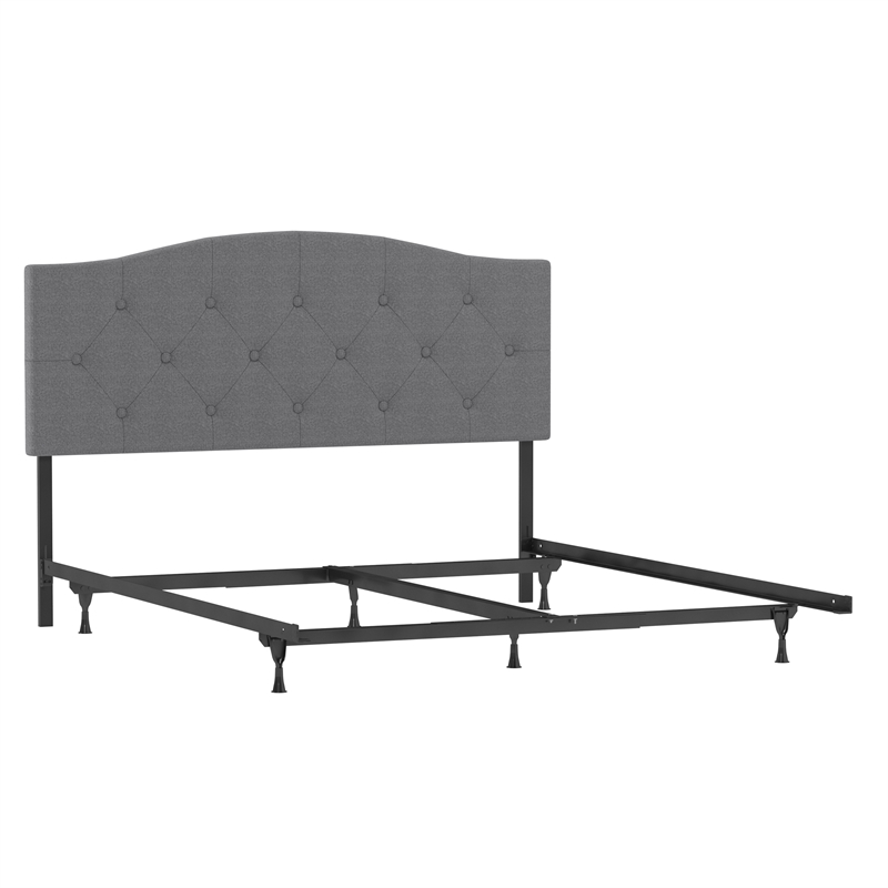 Bowery Hill Contemporary Upholstered Full/Queen Headboard in Gray Fabric