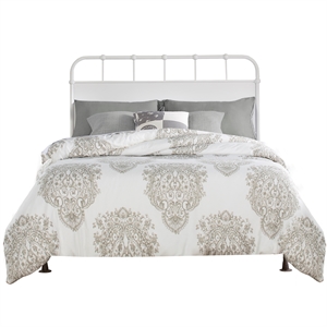 bowery hill traditional king metal headboard in textured white