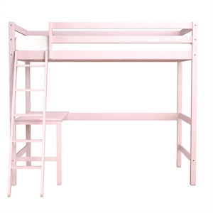 bowery hill kids & teen twin loft bed with build in desk in pink