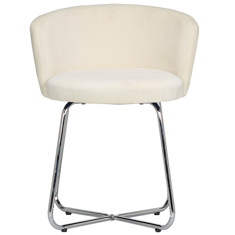 Bowery Hill Traditional Furniture Metal Vanity Stool Off White Fabric