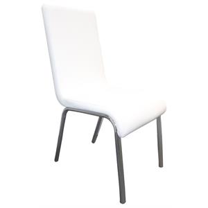 bowery hill modern faux leather dining side chair in white (set of 4)