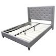 Bowery Hill Fabric Upholstered Wingback Queen Platform Bed - Gray