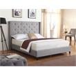 Bowery Hill Fabric Upholstered Wingback Queen Platform Bed - Gray