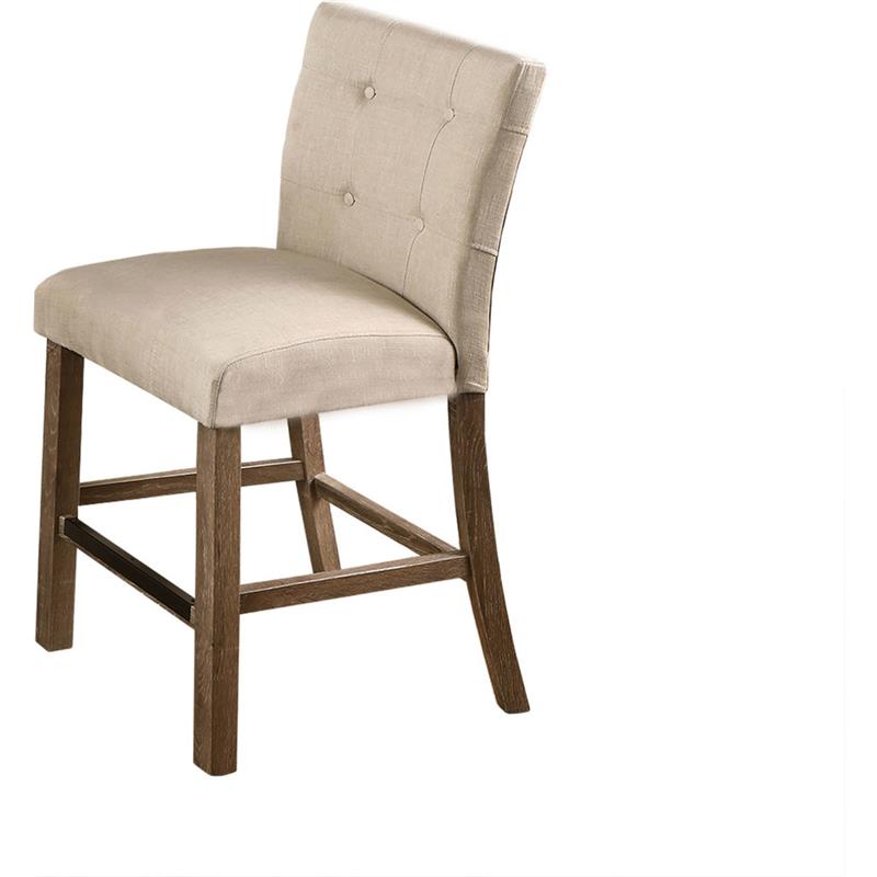 Bowery Hill Solid Wood Counter Height Chair - Light Gray and Beige (Set of 2)