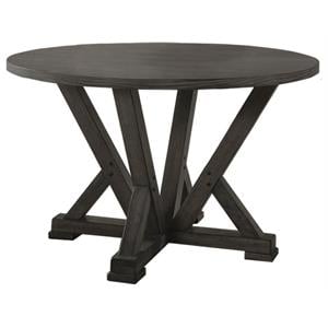 bowery hill solid wood round dining table in antique rustic gray