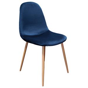 bowery hill mid-century velvet upholstered dining side chair in blue (set of 4)