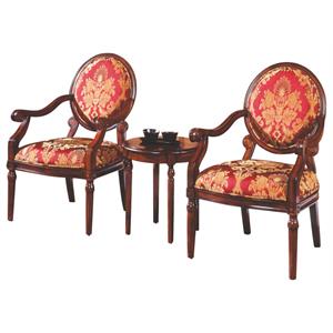 bowery hill 3-piece traditional birch wood and fabric living room set in walnut