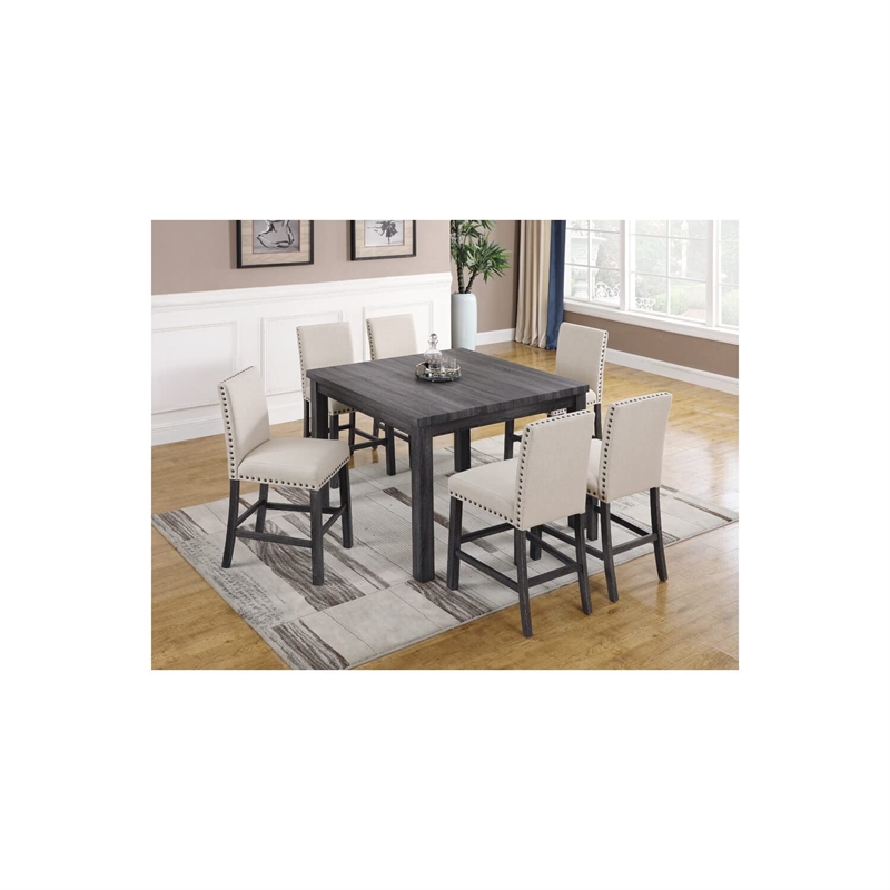 Bowery Hill Contemporary Solid Wood Counter Height Table in Antique Gray