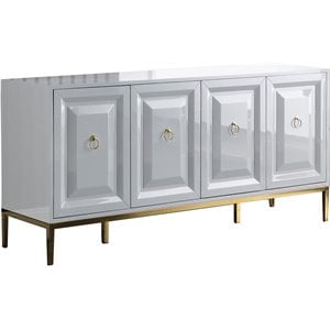 Bowery Hill 65&quot Modern Wood Sideboard with Gold Accents in White