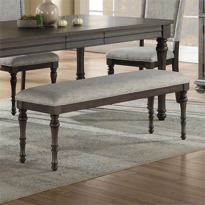 Bowery Hill Contemporary Gray Fabric Dining Bench