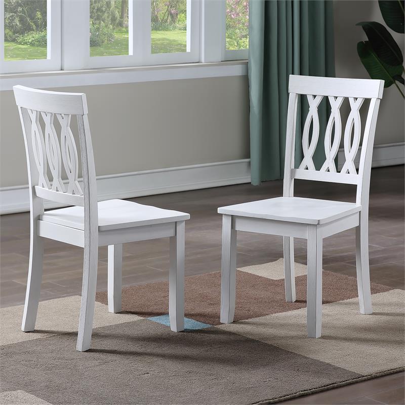 Bowery Hill Contemporary White Solid Wood Side Chair