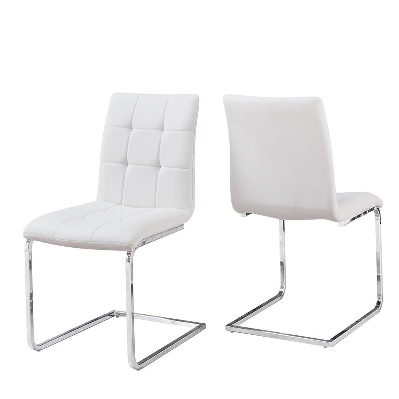 Bowery Hill Contemporary White Faux Leather Side Chair