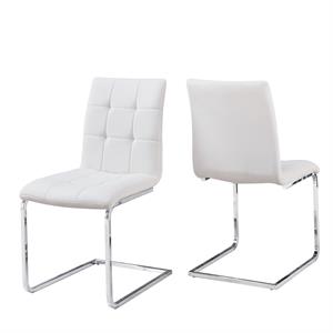 bowery hill contemporary white faux leather side chair