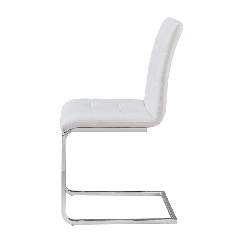 Bowery Hill Contemporary White Faux Leather Side Chair
