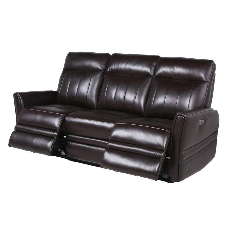 Bowery Hill Contemporary Brown Leather Power Recliner Sofa