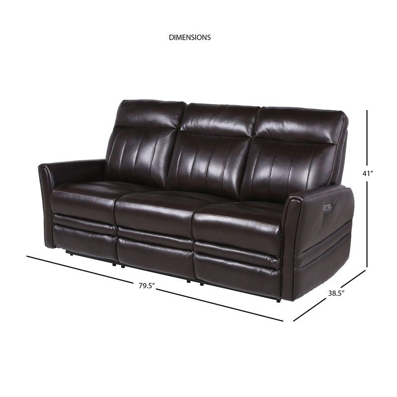 Bowery Hill Contemporary Brown Leather Power Recliner Sofa