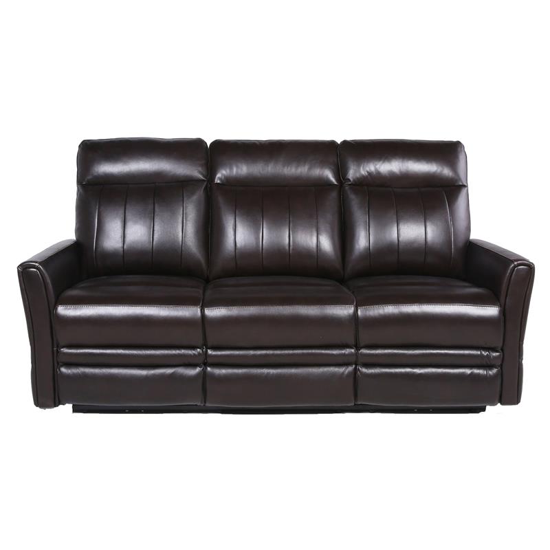 Bowery Hill Contemporary Brown Leather Power Recliner Sofa