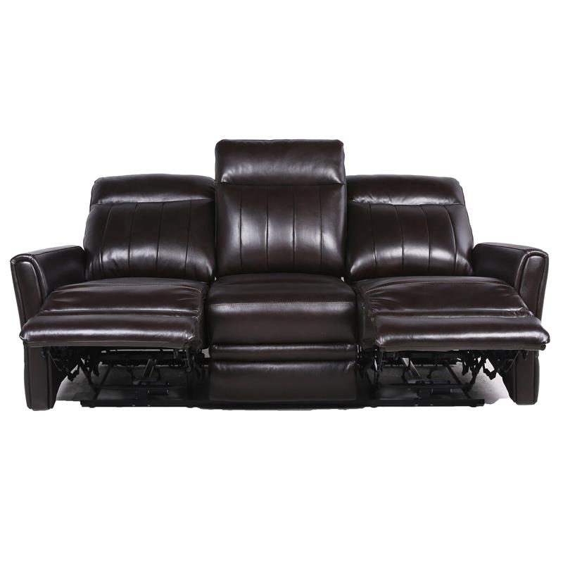 Bowery Hill Contemporary Brown Leather Power Recliner Sofa