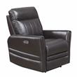 Bowery Hill Transitional Leather Power Recliner Chair in Brown