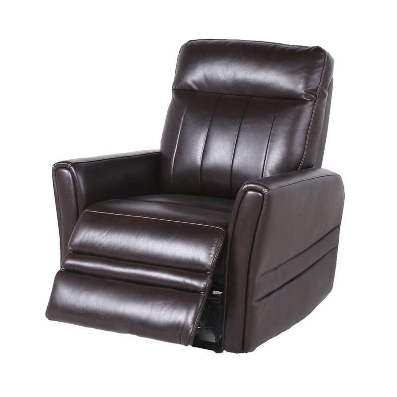 Bowery Hill Transitional Leather Power Recliner Chair in Brown
