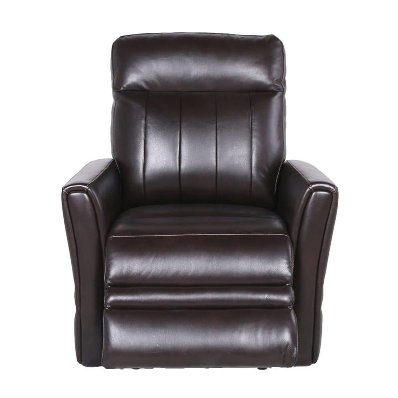 Bowery Hill Transitional Leather Power Recliner Chair in Brown