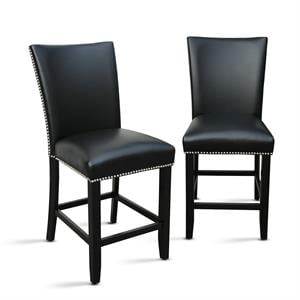 Bowery Hill Assembled Modern Black Faux Leather Hardwood Counter Chair