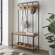 Bowery Hill Modern Black Metal Hall Tree in Warm Honey Finish