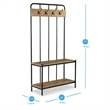 Bowery Hill Modern Black Metal Hall Tree in Warm Honey Finish