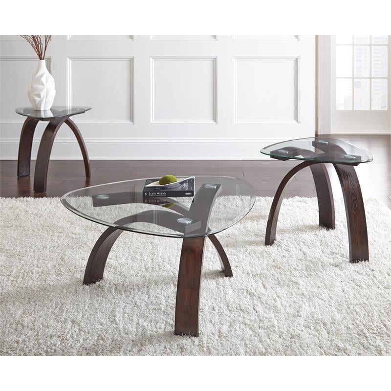 Bowery Hill Merlot Cherry Mixed Media 3-Piece Occasional Set