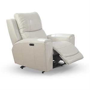 bowery hill contemporary ivory leather power reclining chair