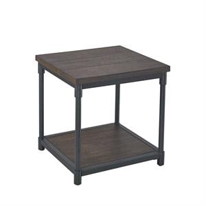 Bowery Hill Contemporary Smokey Oak and Black Metal End Table