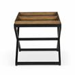 Bowery Hill Mid-Century Walnut and Ebony Solid Wood End Table