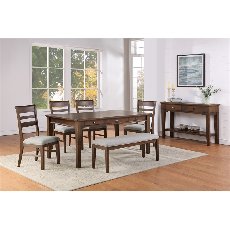 Bowery Hill Contemporary Warm Walnut Brown Wood Serving Table