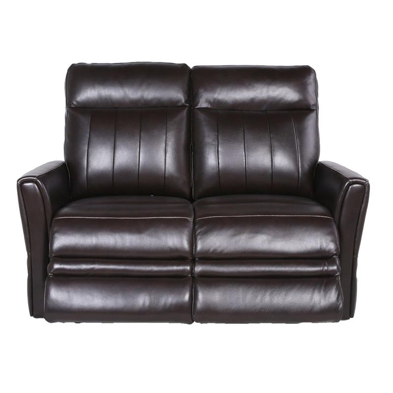 Bowery Hill Contemporary Leather Power Recliner Loveseat in Brown