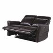 Bowery Hill Contemporary Leather Power Recliner Loveseat in Brown