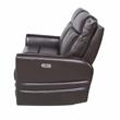 Bowery Hill Contemporary Leather Power Recliner Loveseat in Brown