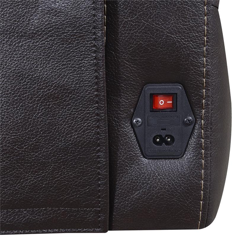 Bowery Hill Contemporary Leather Power Recliner Loveseat in Brown