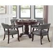 Bowery Hill Traditional Gray Faux Leather Arm Chair with Casters