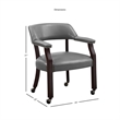 Bowery Hill Traditional Gray Faux Leather Arm Chair with Casters